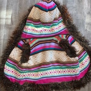 GAP KIDS fur woven Hooded Vest S 6-7 small